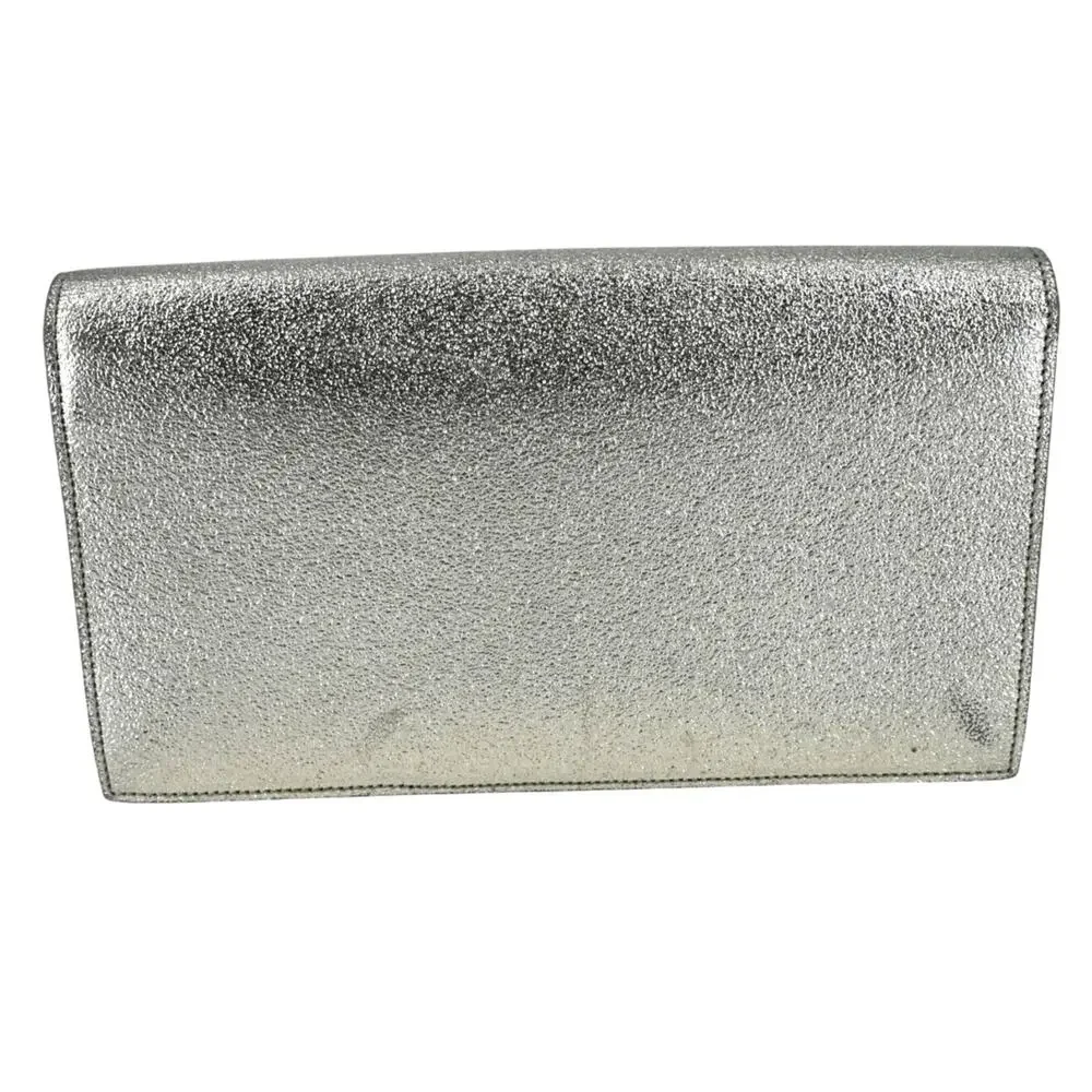 Saint Laurent Champagne Metallic Leather Clutch